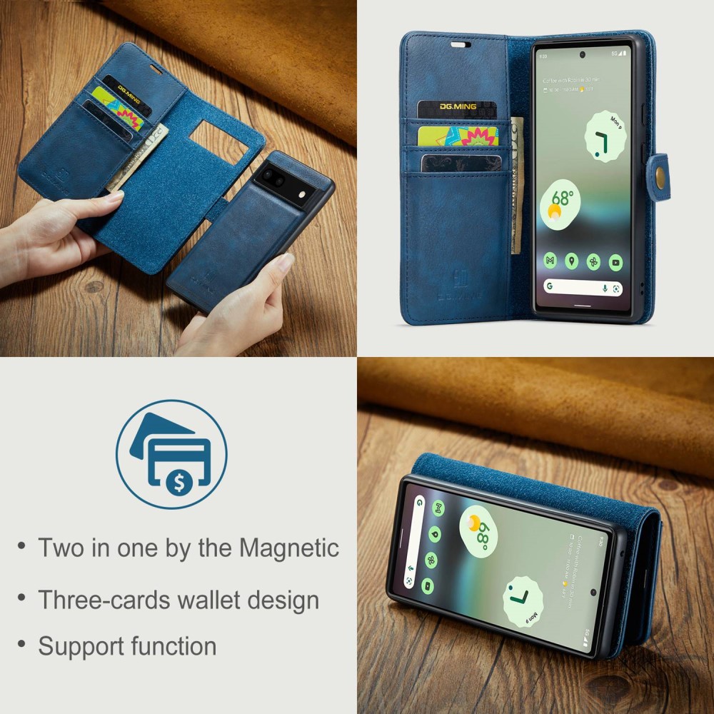 DG.MING DG.MING Google Pixel 6A 2in1 Magnet Fodral / Skal Blå