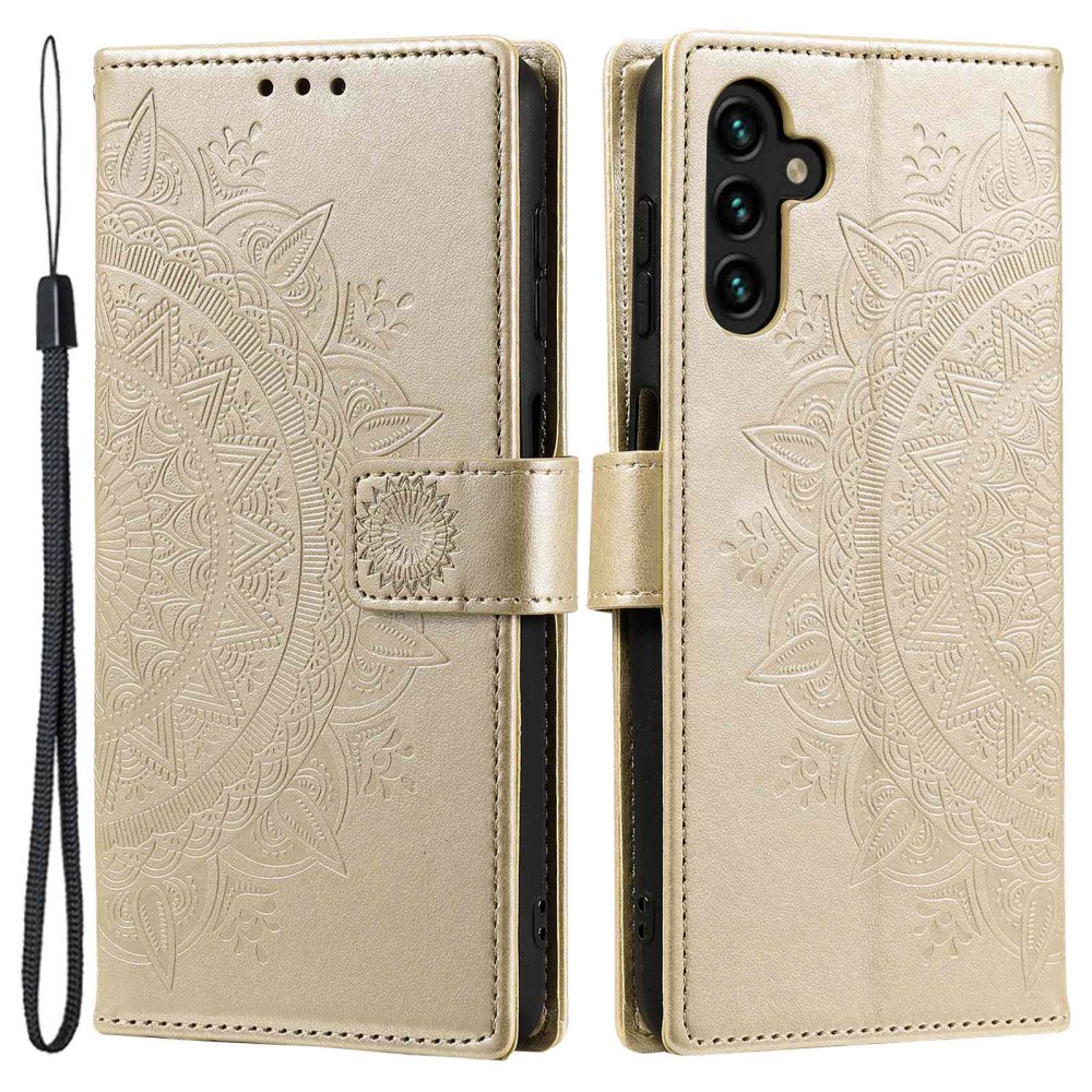  Samsung Galaxy A54 5G Fodral Mandala Läder Guld