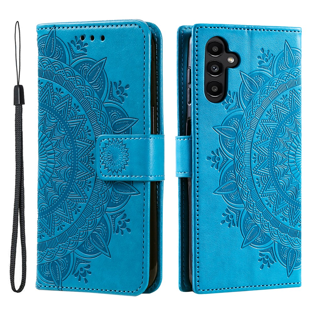 Samsung Galaxy A34 5G Fodral Mandala Läder Blå