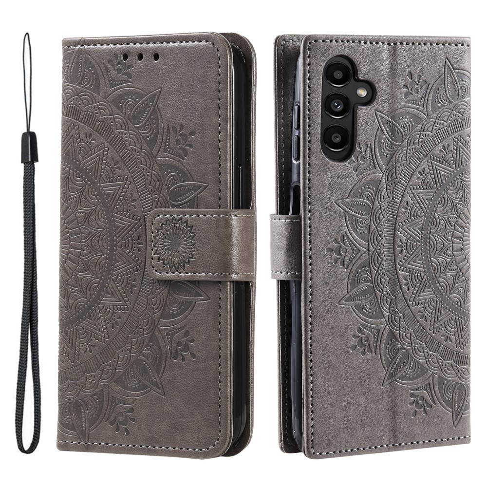  Samsung Galaxy A34 5G Fodral Mandala Läder Grå