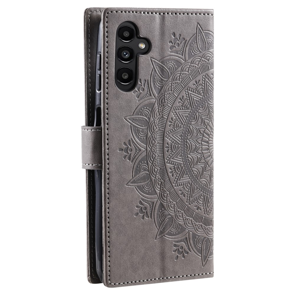  Samsung Galaxy A34 5G Fodral Mandala Läder Grå