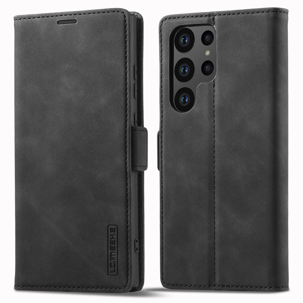 LC.IMEEKE LC.IMEEKE Galaxy S23 Ultra Fodral Flip Läder Svart