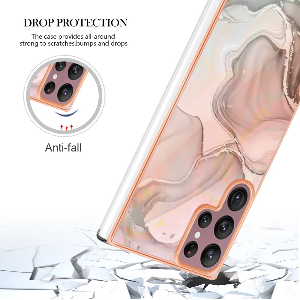  Samsung Galaxy S23 Ultra Skal Marmor TPU Rosa