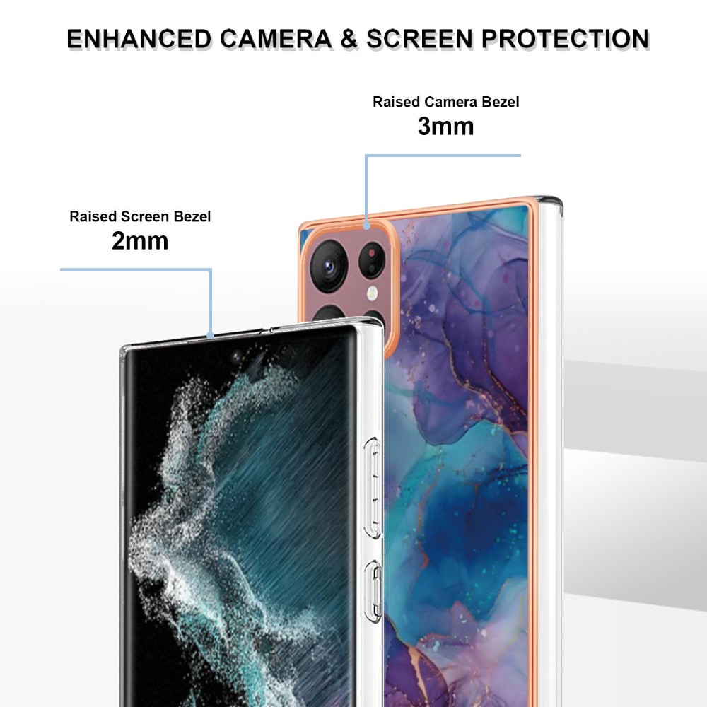  Samsung Galaxy S23 Ultra Skal Marmor TPU Lila
