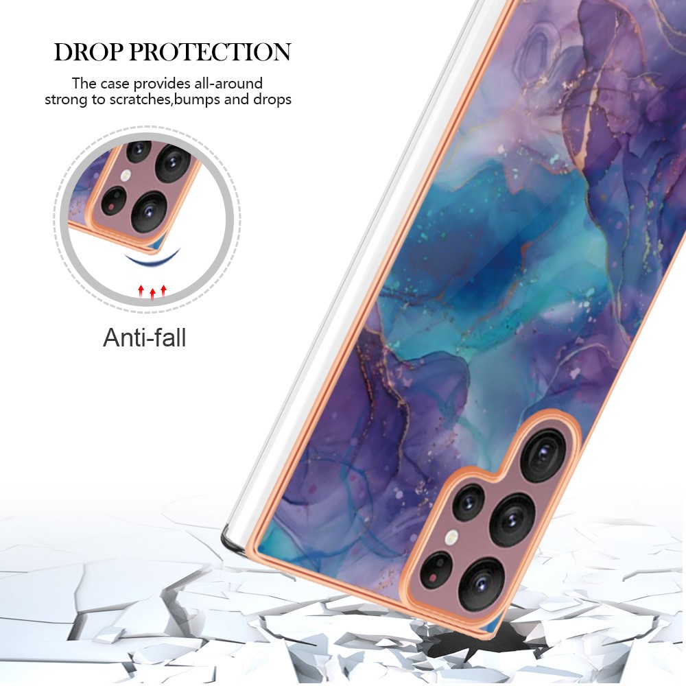  Samsung Galaxy S23 Ultra Skal Marmor TPU Lila