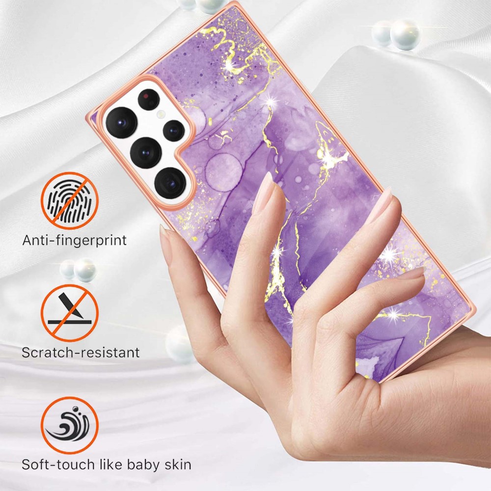  Samsung Galaxy S23 Ultra Skal Marmor TPU Lila