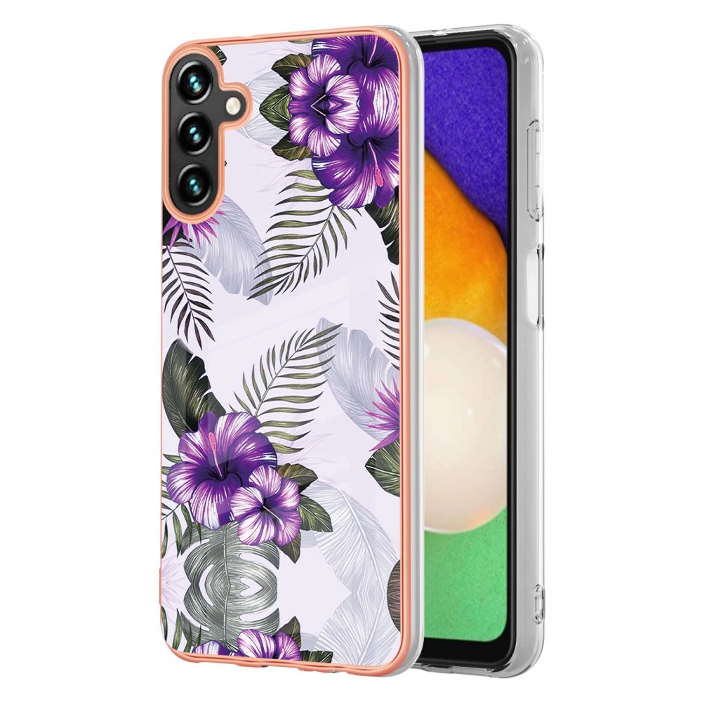  Samsung Galaxy A54 5G Skal Marmor TPU Lila Blommor