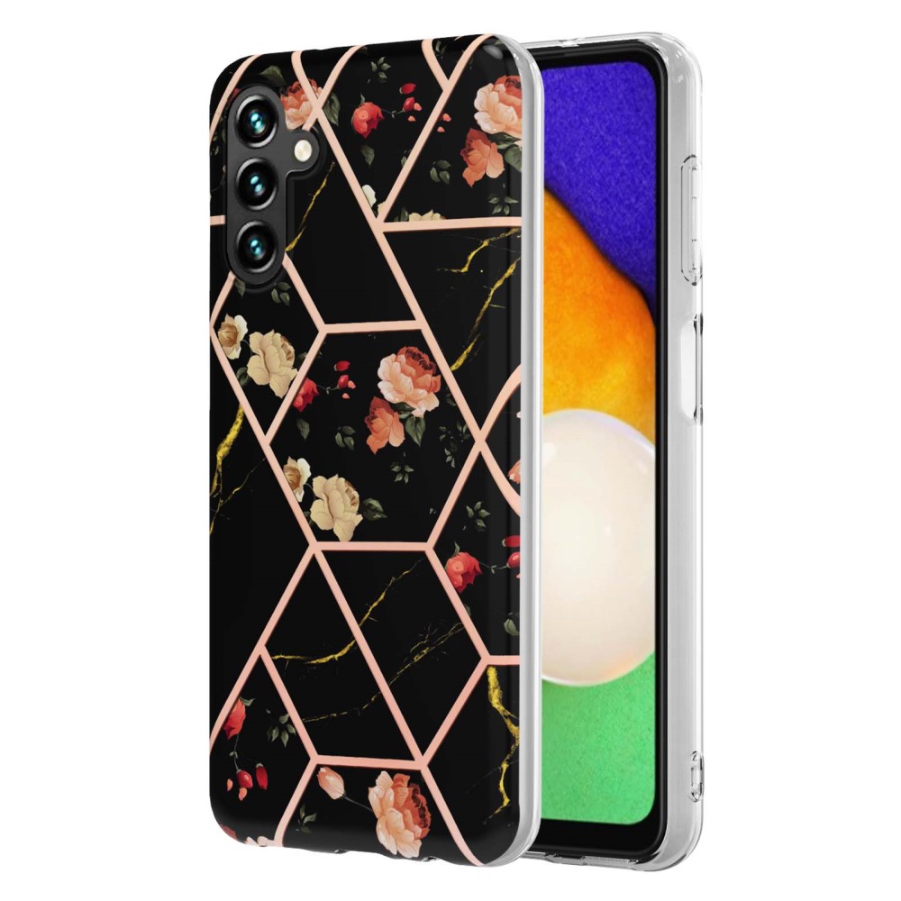  Samsung Galaxy A54 5G Skal Marmor TPU Svart Blommor