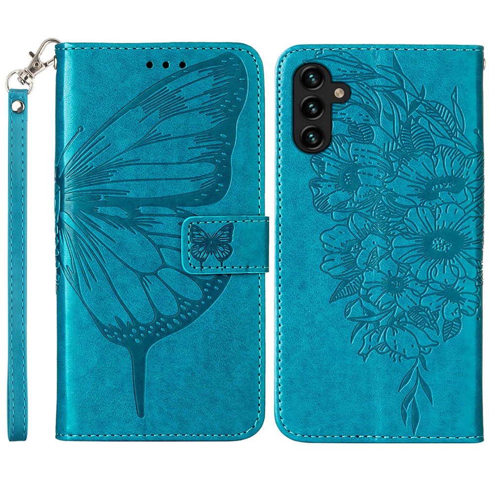  Samsung Galaxy A54 5G Fodral Med Fjäril Tryck Blå