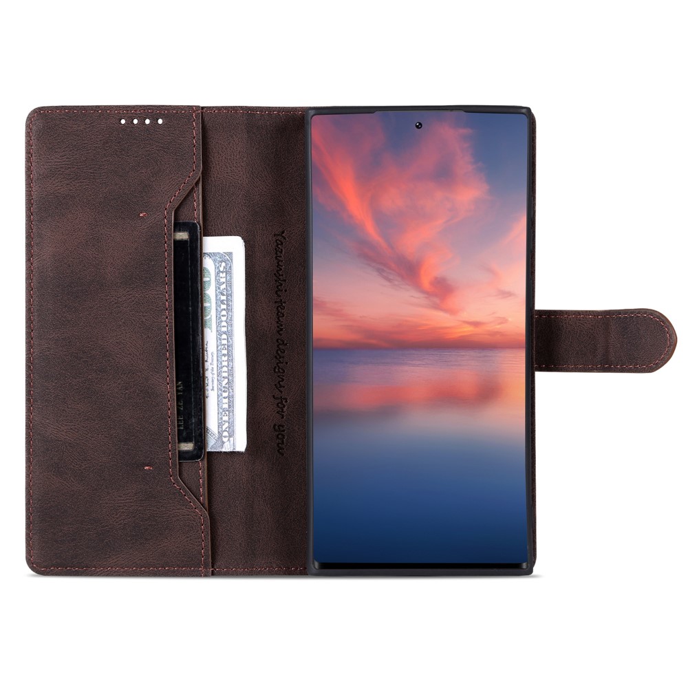 AZNS AZNS Samsung Galaxy S23 Ultra Fodral Läder Brun