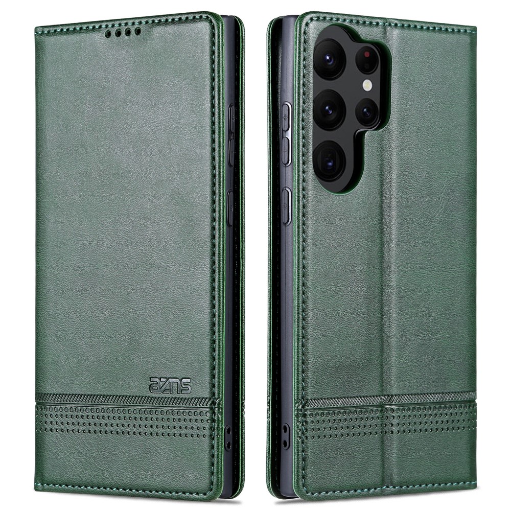 AZNS AZNS Samsung Galaxy S23 Ultra Fodral Flip Läder Grön
