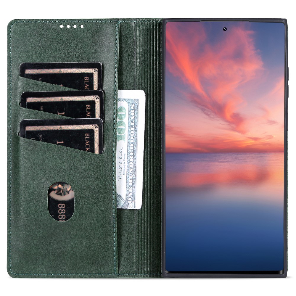 AZNS AZNS Samsung Galaxy S23 Ultra Fodral Flip Läder Grön