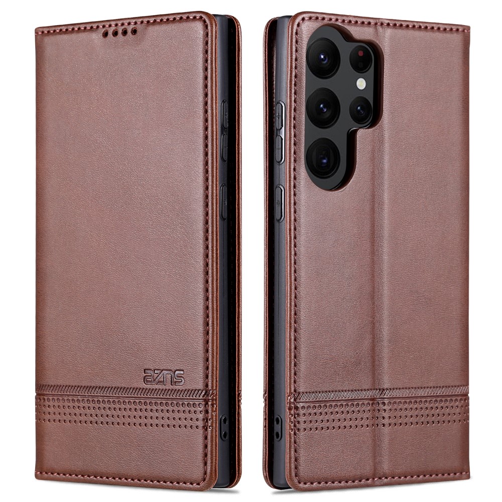 AZNS AZNS Samsung Galaxy S23 Ultra Fodral Flip Läder Brun