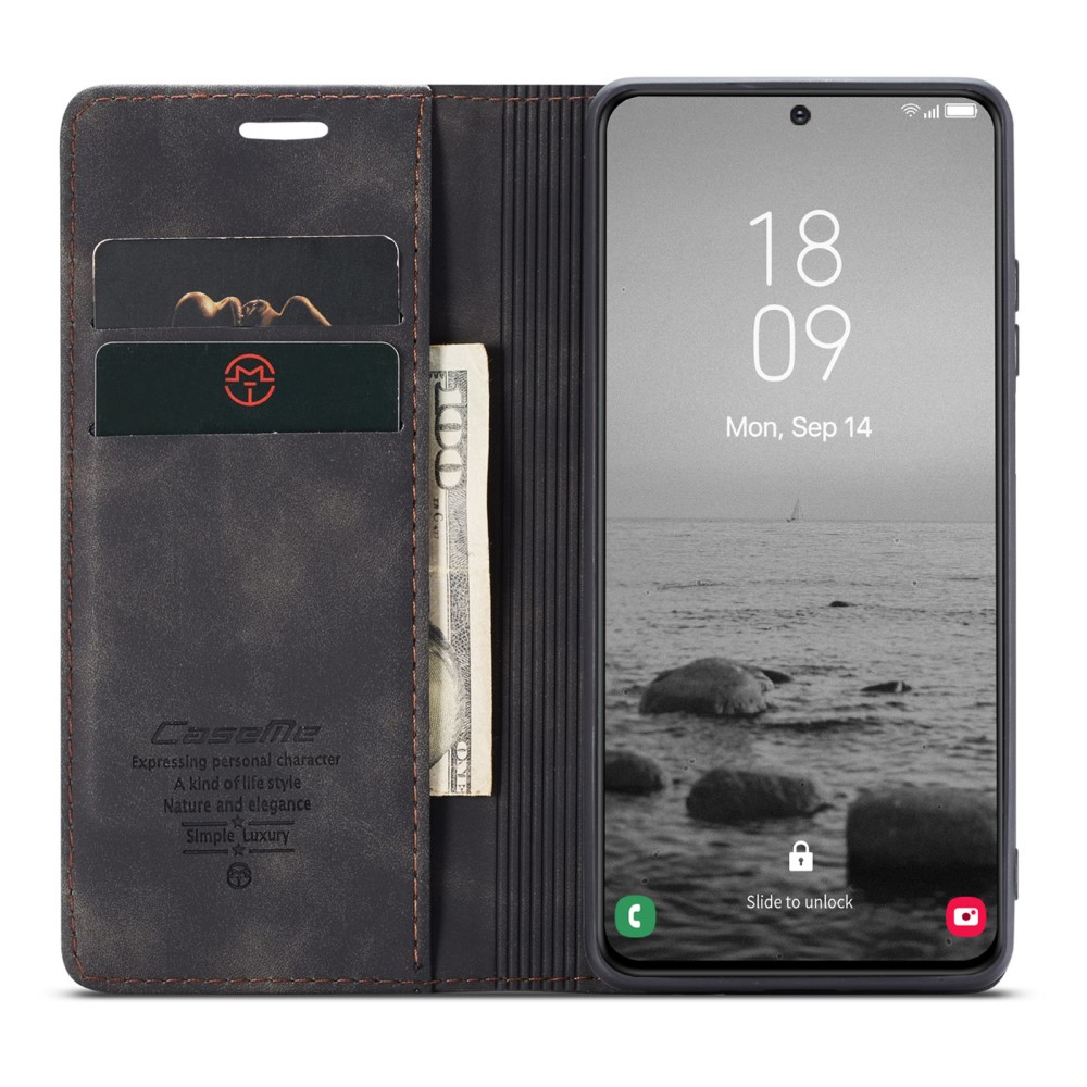 CASEME CASEME Samsung Galaxy S23 Plus Fodral Flip Läder Svart