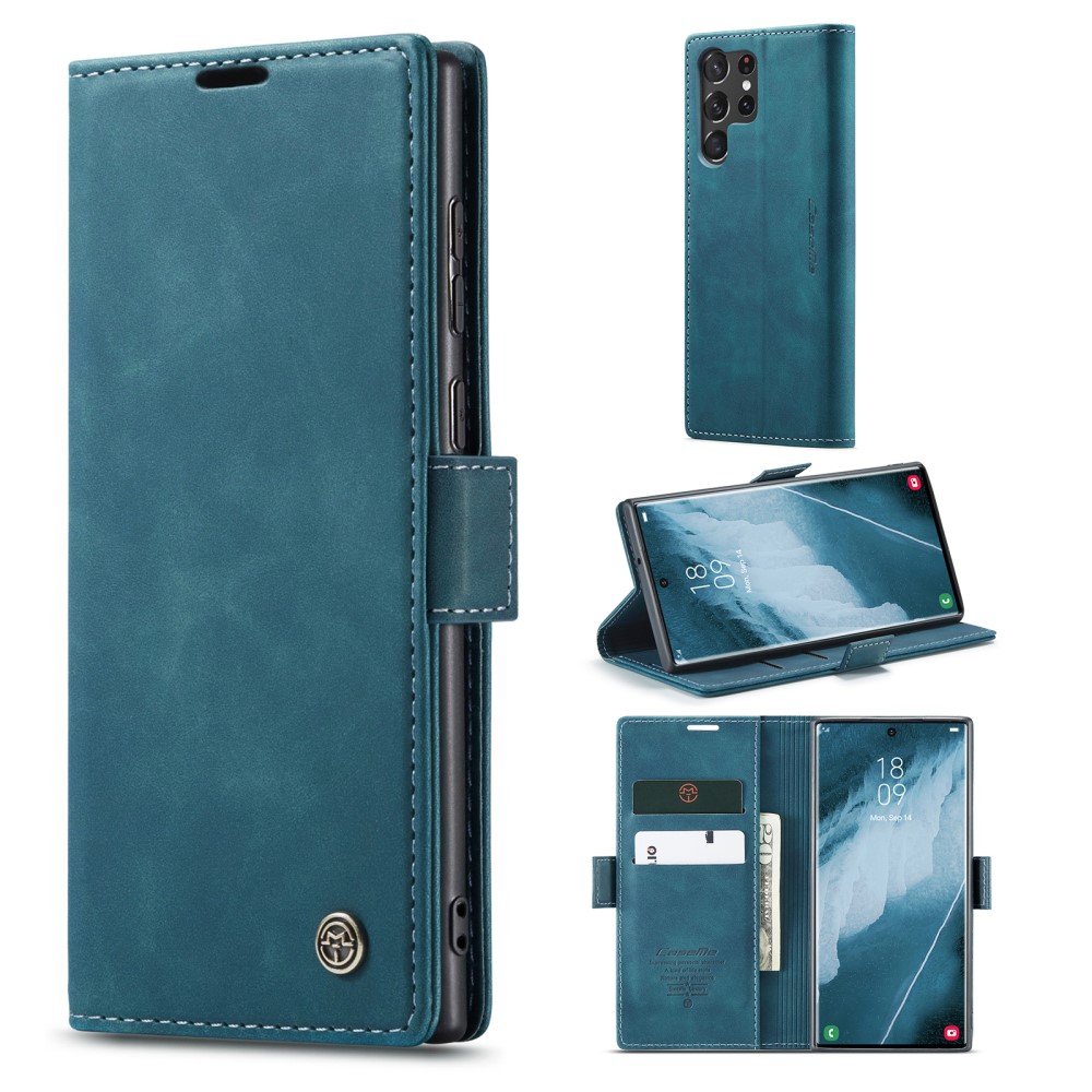 CASEME CASEME Samsung Galaxy S23 Ultra Fodral Flip Läder Blå