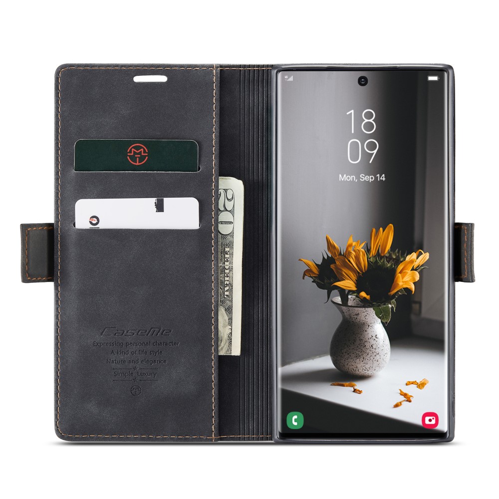 CASEME CASEME Samsung Galaxy S23 Ultra Fodral Flip Läder Svart