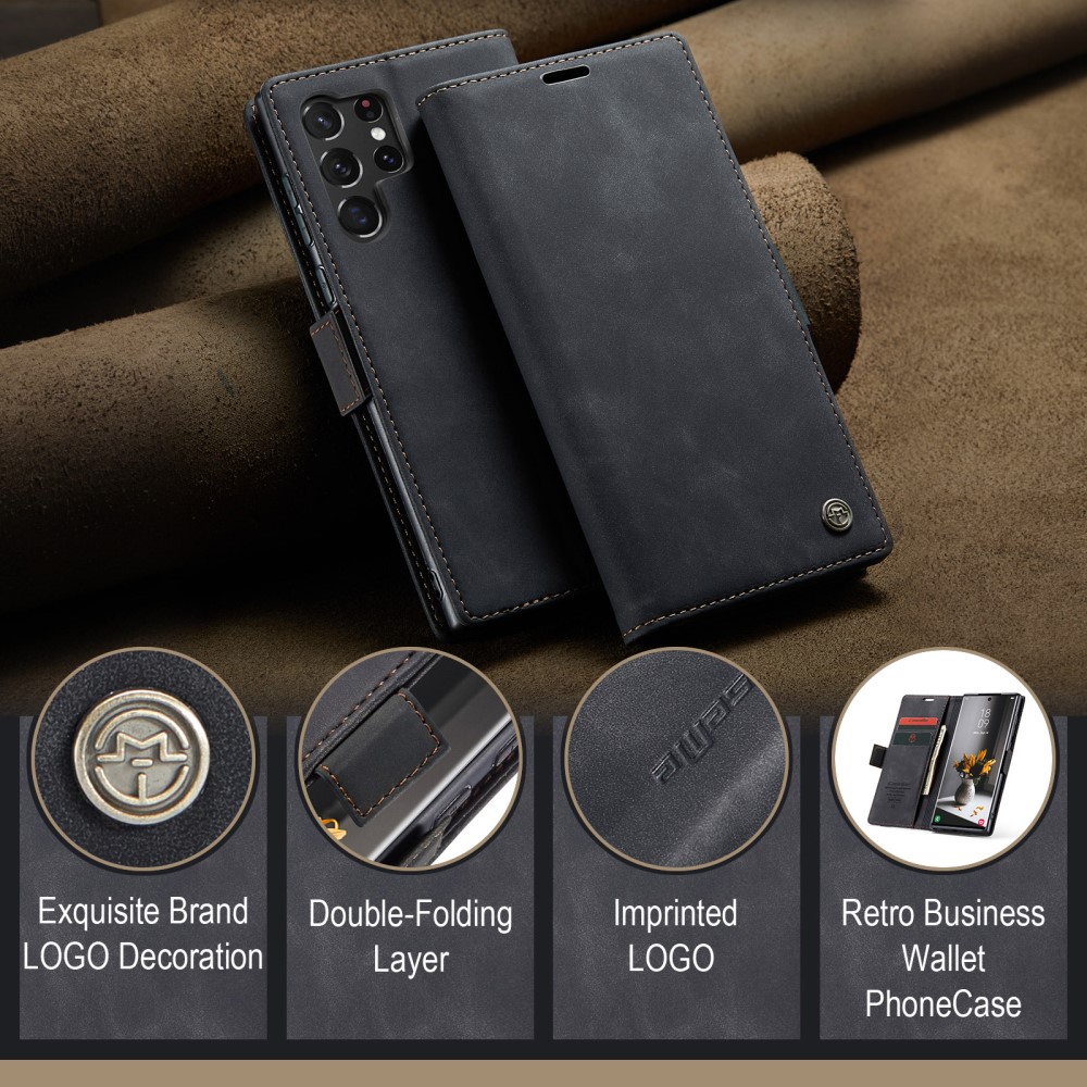 CASEME CASEME Samsung Galaxy S23 Ultra Fodral Flip Läder Svart