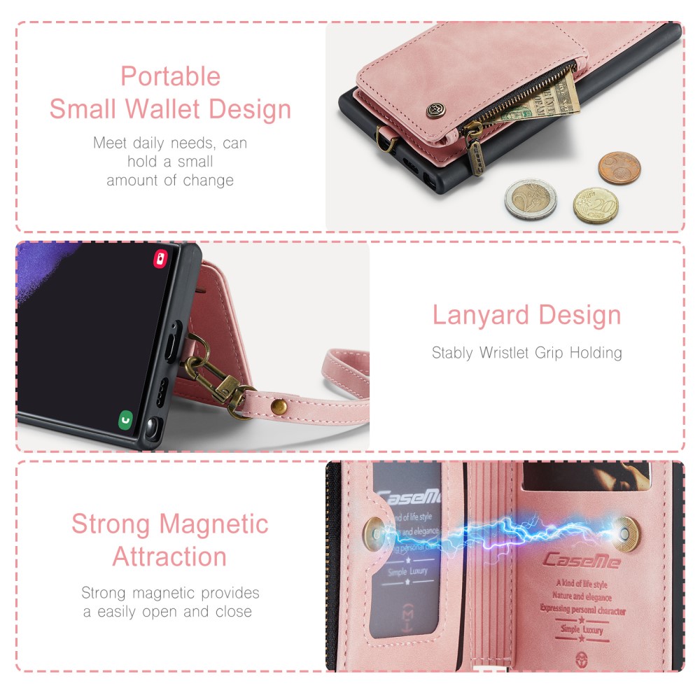 CASEME CASEME Galaxy S23 Ultra Skal Med Magnetisk Plånbok Ljus Rosa