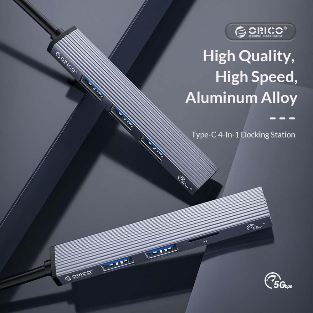 ORICO ORICO USB-C Hub 4x USB-A 3.0 Silvergrå