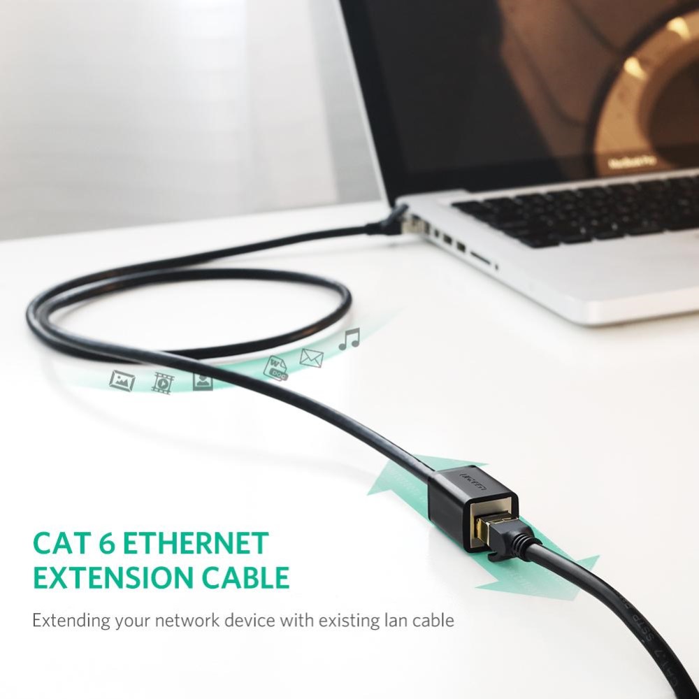 UGREEN UGREEN 0.5m RJ45 Cat6 Förlängningskabel LAN Hane - Hona Svart