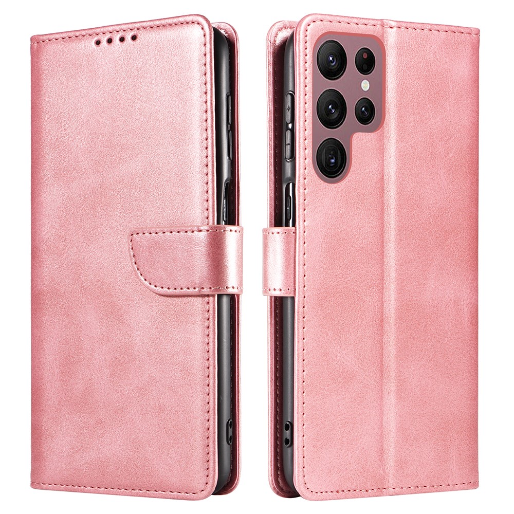  Galaxy S23 Ultra Fodral Solid Läder Roséguld