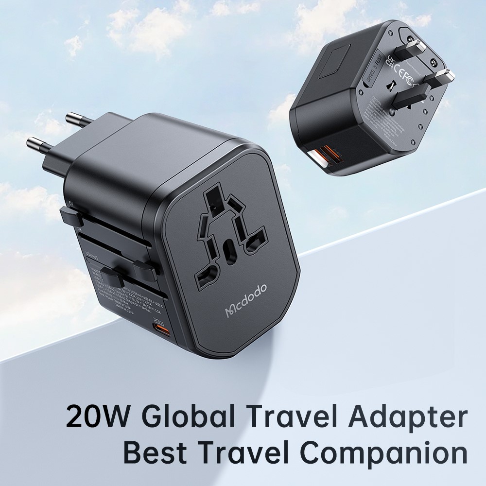 MCDODO Mcdodo 20W PD Reseadapter 2x USB-A 1x USB-C Svart