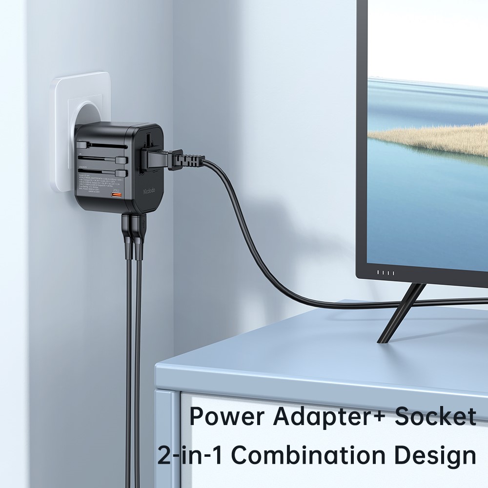 MCDODO Mcdodo 20W PD Reseadapter 2x USB-A 1x USB-C Svart