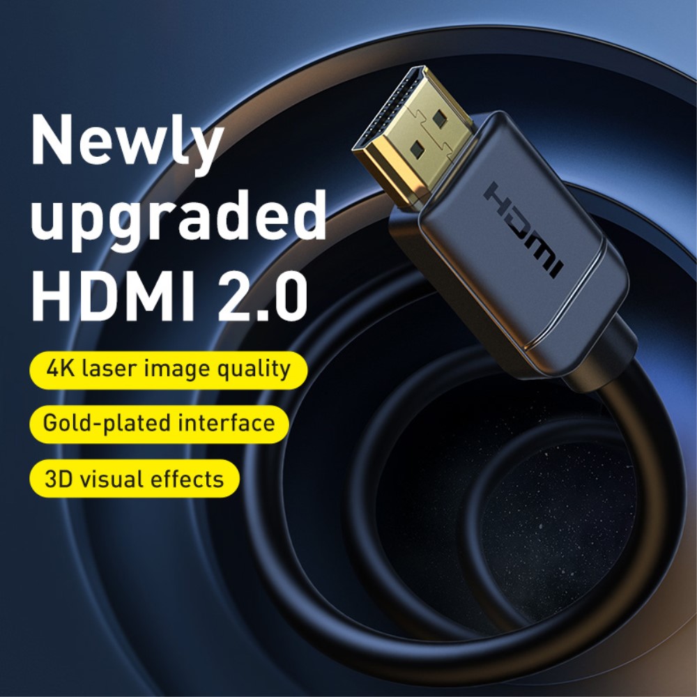BASEUS Baseus 3m 4K 60Hz HD HDMI - HDMI Kabel Svart