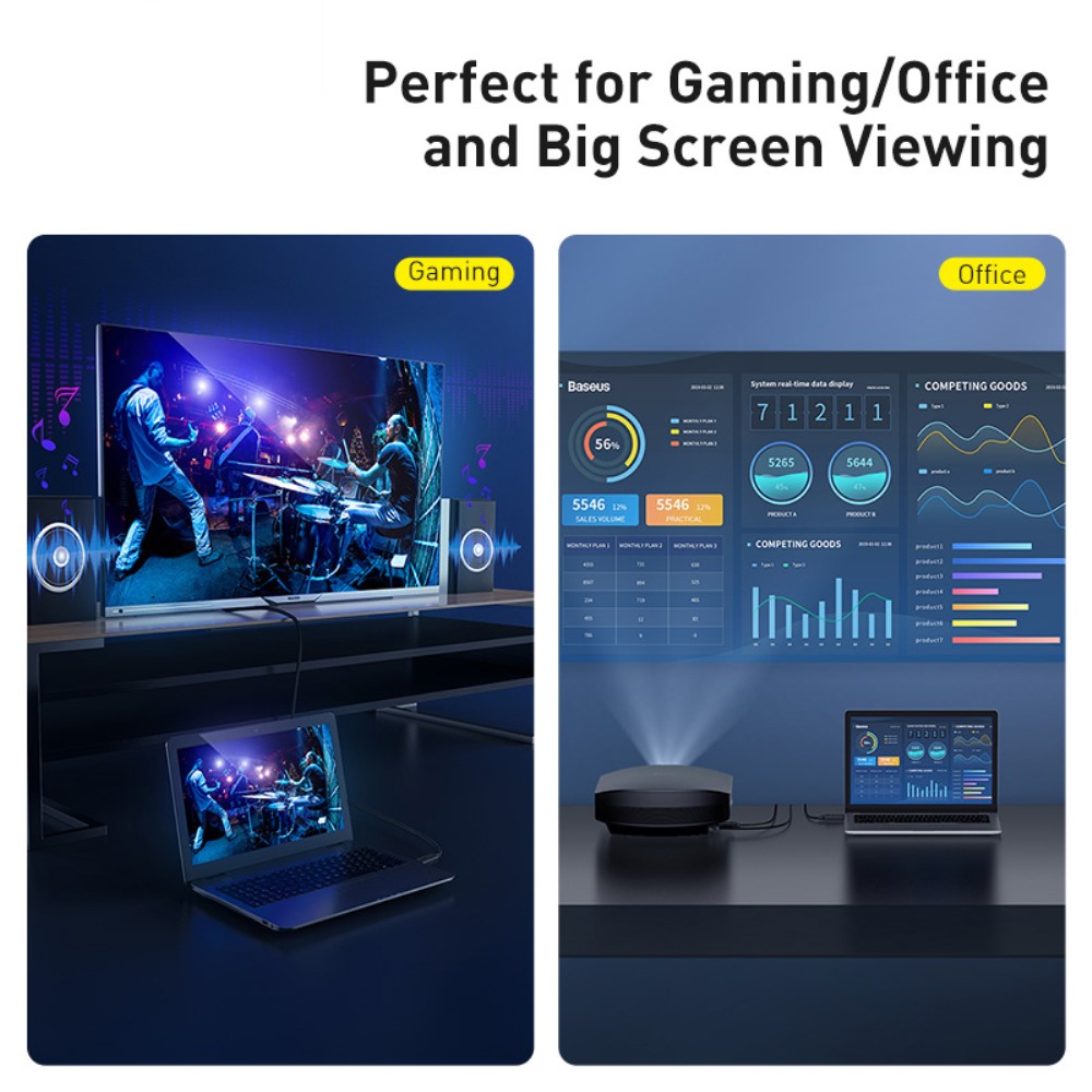 BASEUS Baseus 2m 4K 60Hz HD HDMI - HDMI Kabel Svart