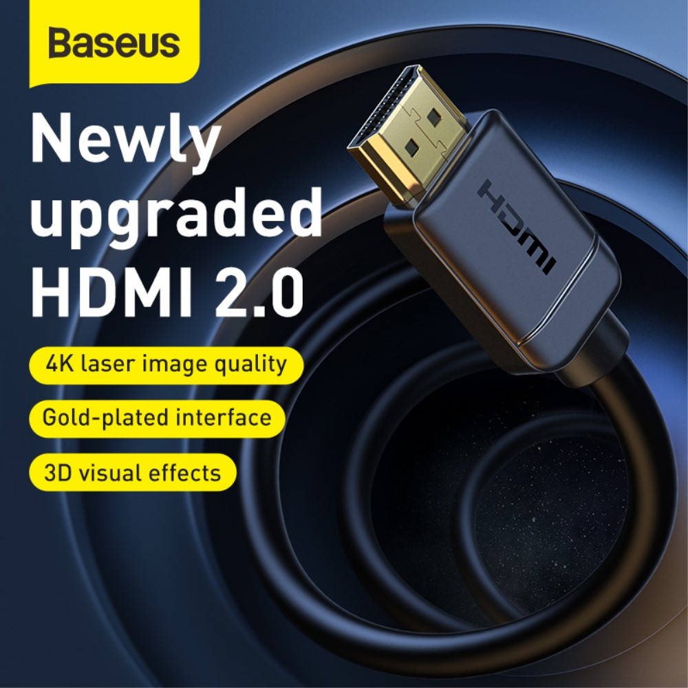 BASEUS Baseus 1m 4K 60Hz HD HDMI - HDMI Kabel Svart