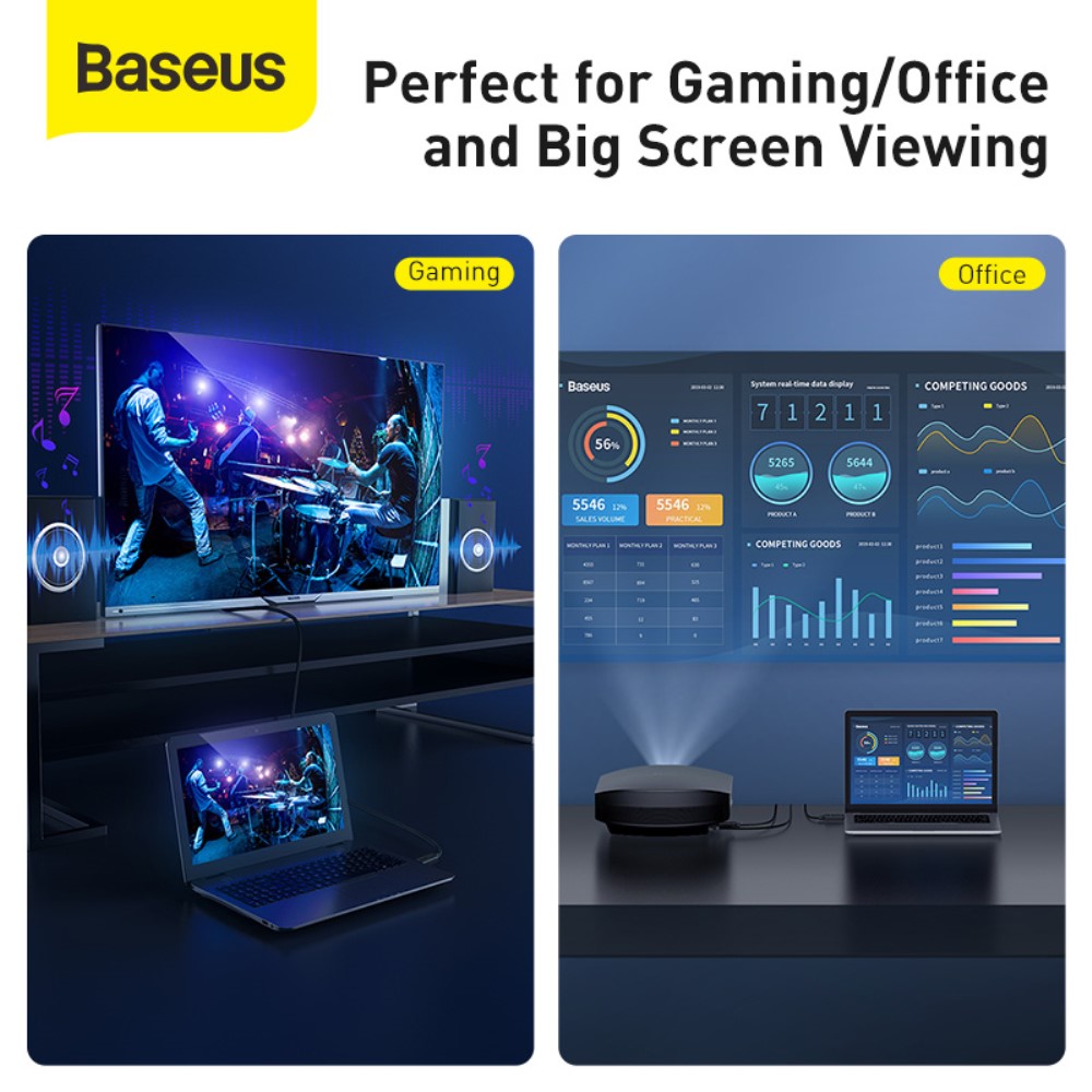 BASEUS Baseus 1m 4K 60Hz HD HDMI - HDMI Kabel Svart