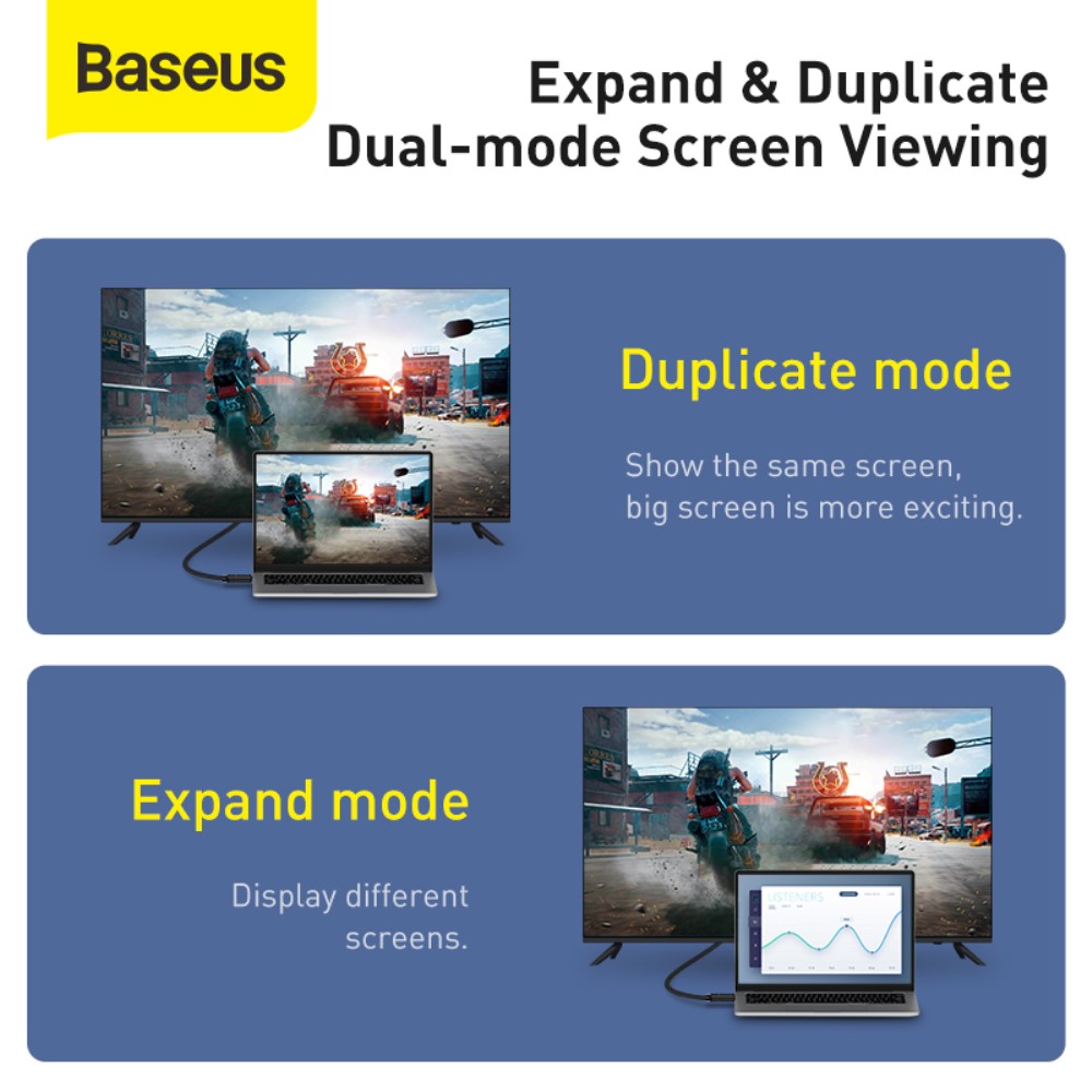 BASEUS Baseus 1m 4K 60Hz HD HDMI - HDMI Kabel Svart
