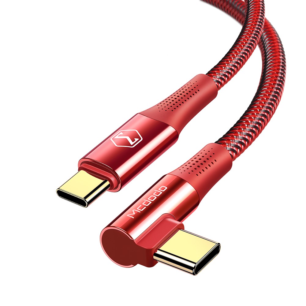 MCDODO Mcdodo 1.2m 100W USB-C/USB-C Elbow Laddkabel Röd