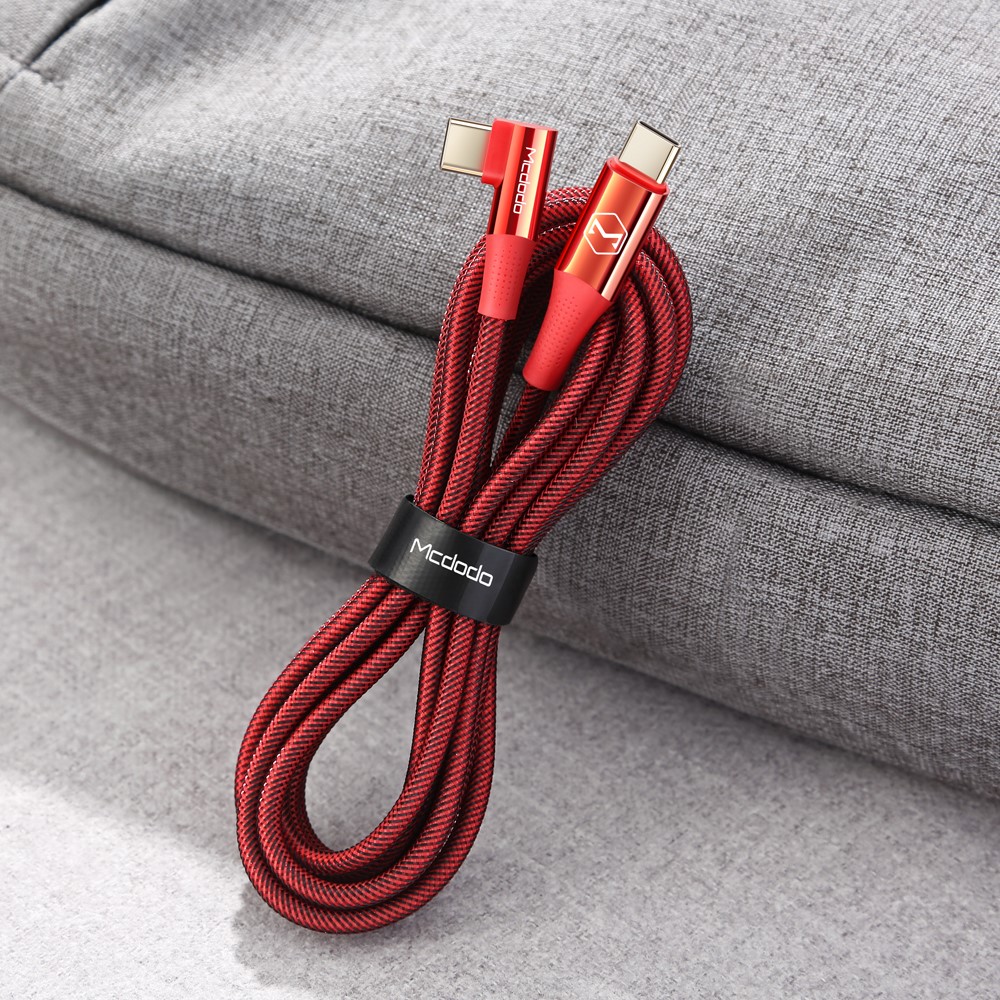 MCDODO Mcdodo 1.2m 100W USB-C/USB-C Elbow Laddkabel Röd