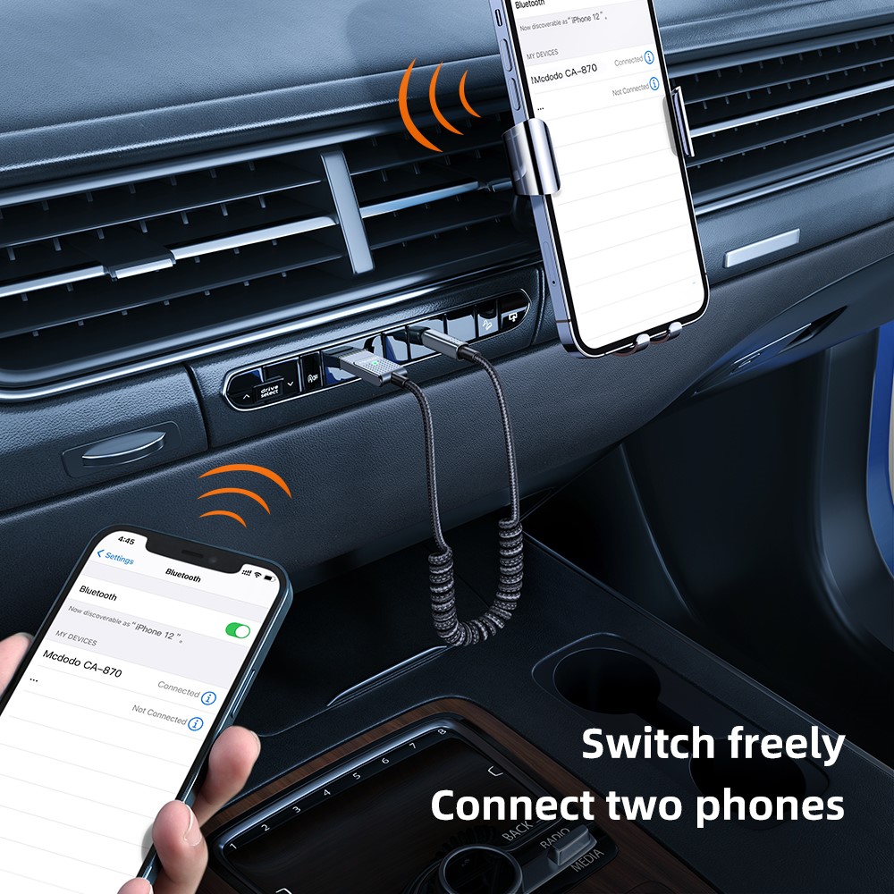 MCDODO Mcdodo 1.2m Bluetooth AUX Ljudadapter För Bilen Svart