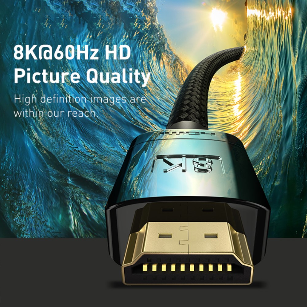 BASEUS Baseus 1m 8K HD 60Hz HDMI - HDMI Nylon Kabel Svart
