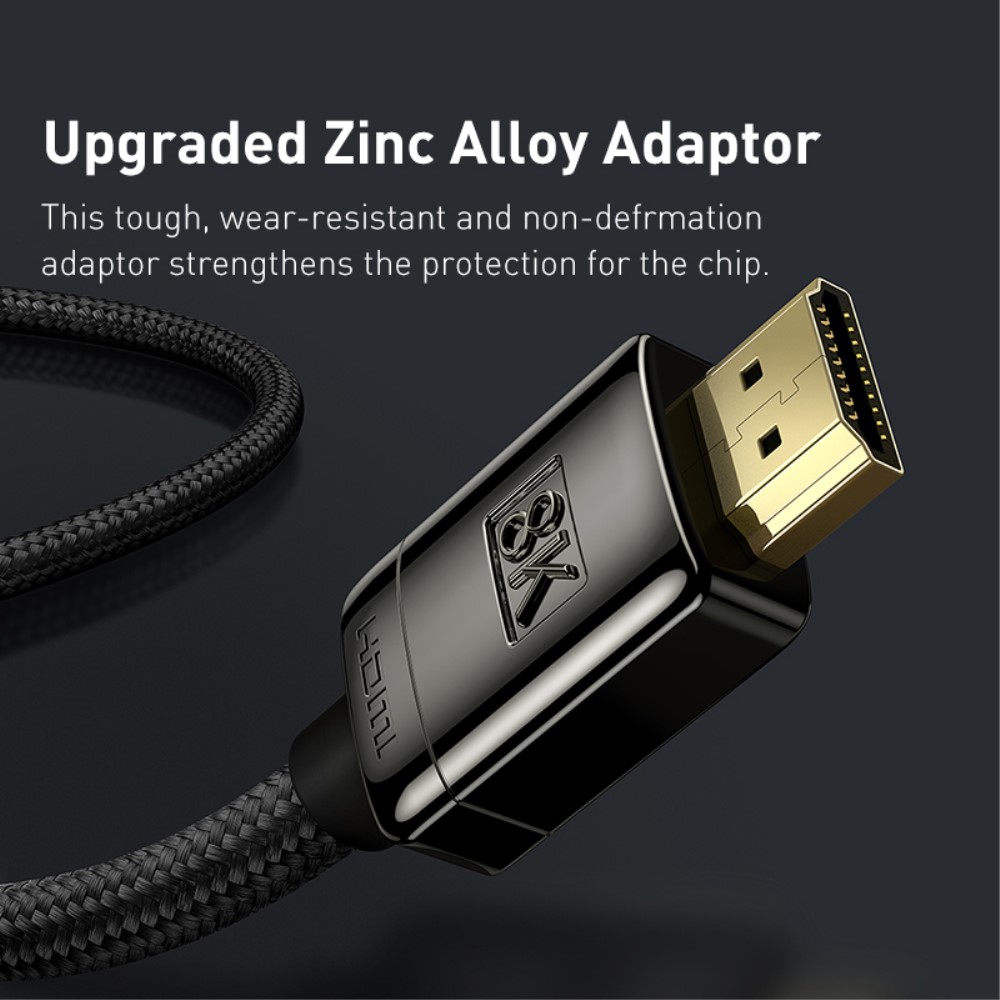 BASEUS Baseus 1m 8K HD 60Hz HDMI - HDMI Nylon Kabel Svart