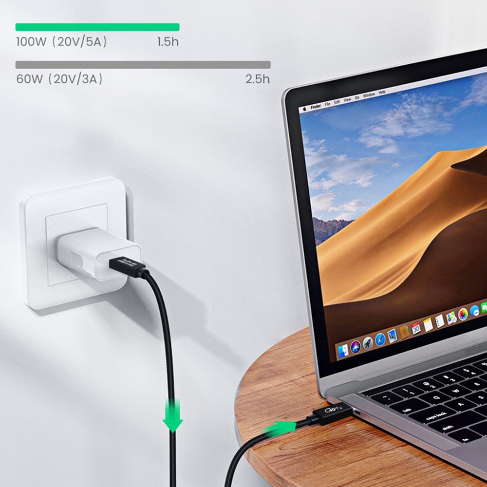  Thunderbolt 3/4 Kabel 2m USB-C 100W PD Svart