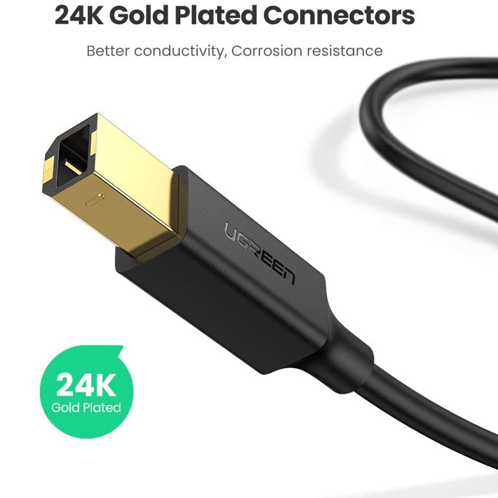 UGREEN UGREEN 3m USB-A - USB-B 2.0 Kabel Svart