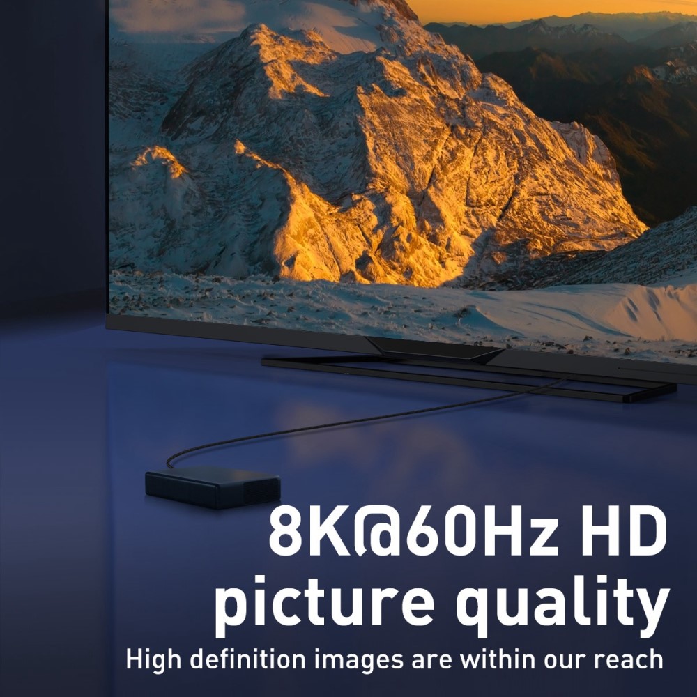 BASEUS Baseus 1.5m 8K HD 60Hz HDMI - HDMI Guldpläterad Nylon Kabel Svart