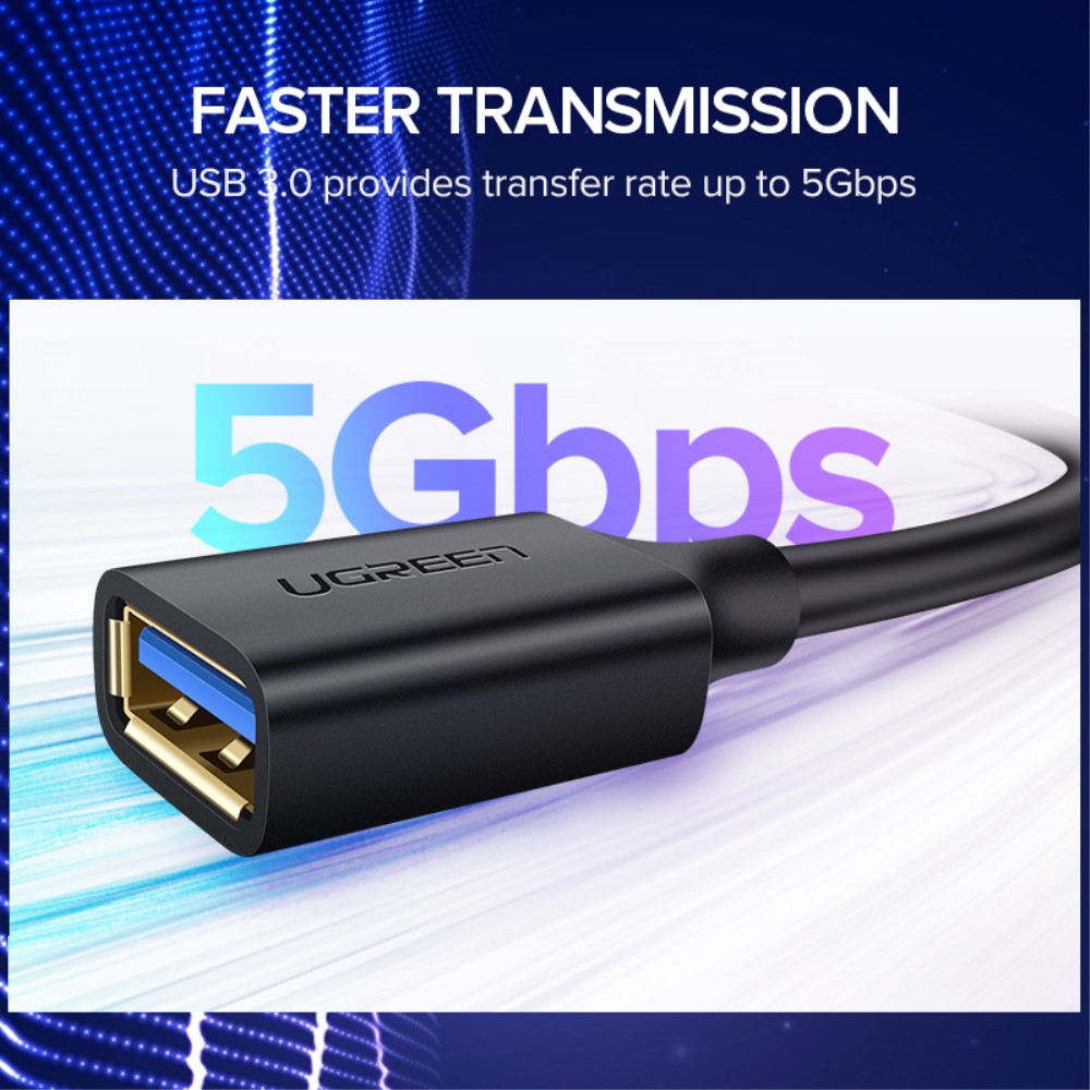 UGREEN UGREEN 1m USB 3.0 Förlängningskabel Svart