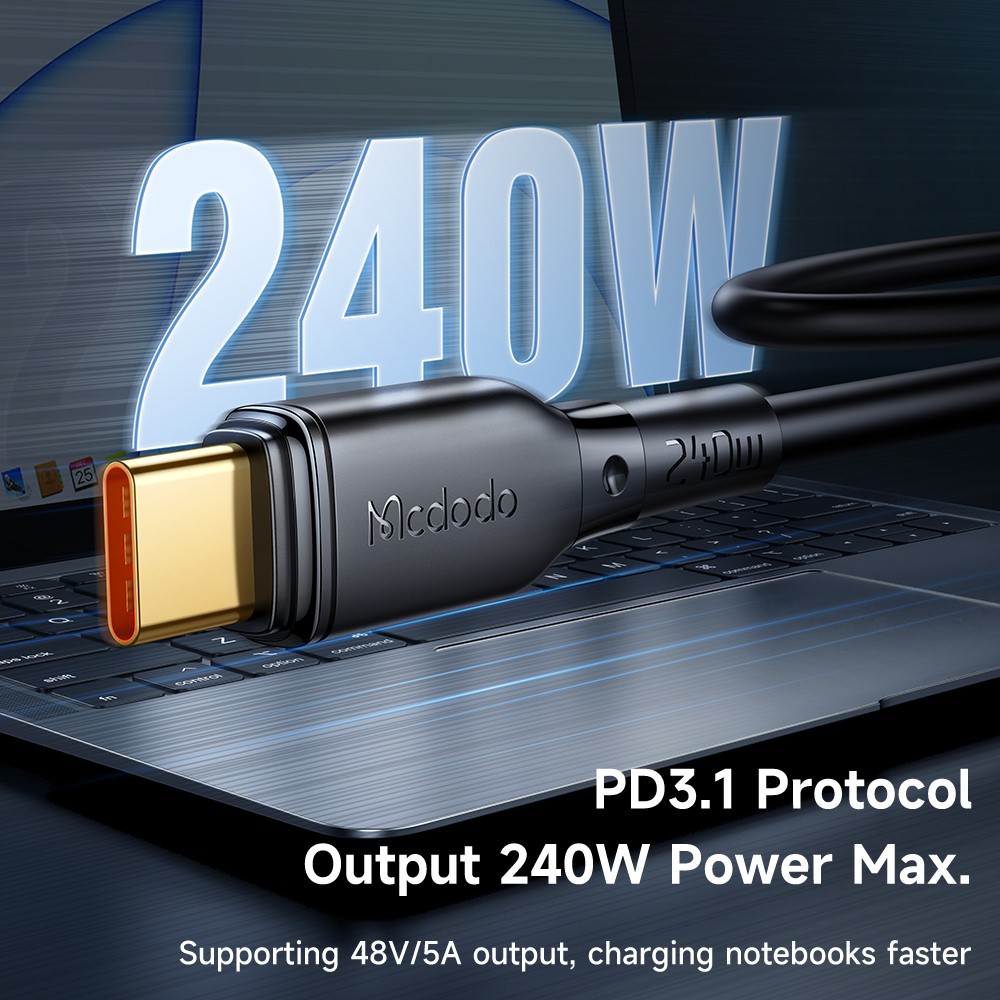 MCDODO Mcdodo 1.2m 240W 5A PD USB-C - USB-C Snabbladdningskabel Svart