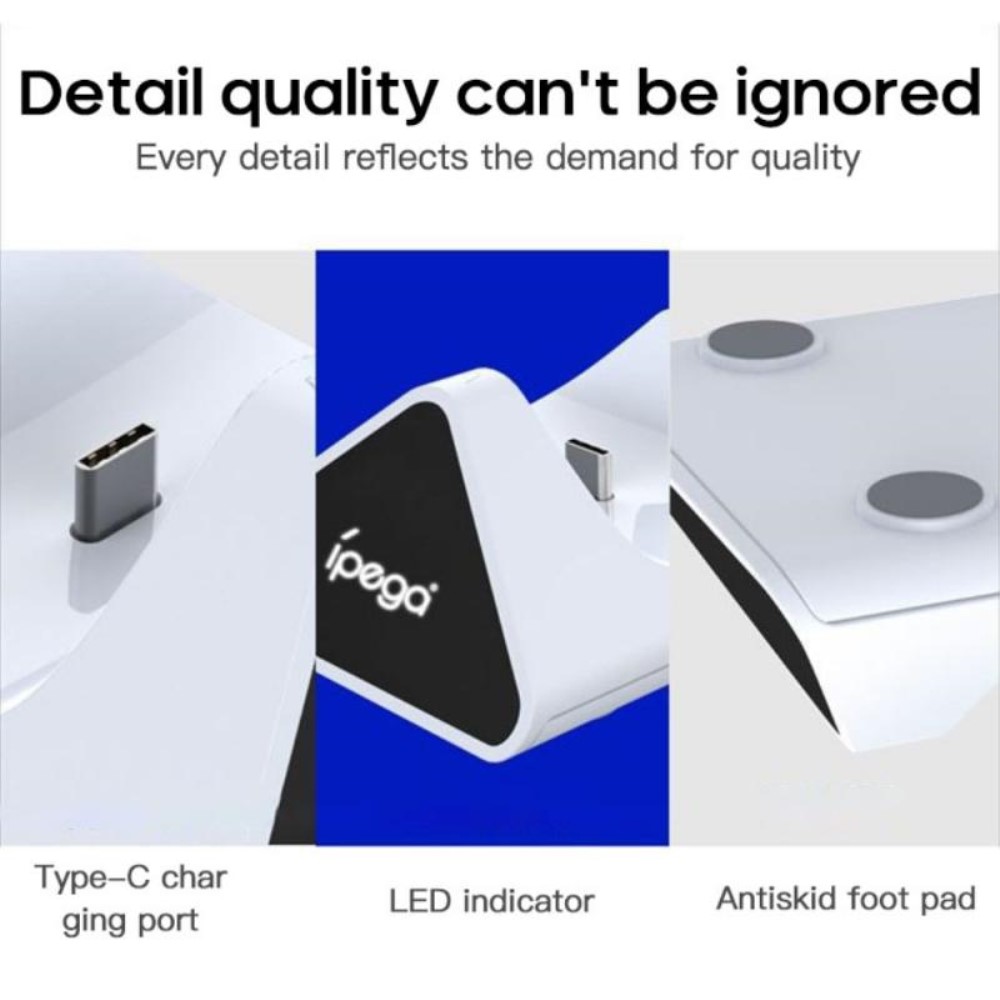 iPega iPega Sony PS5 DualSense LED USB-C Snabbladdningsstation Vit