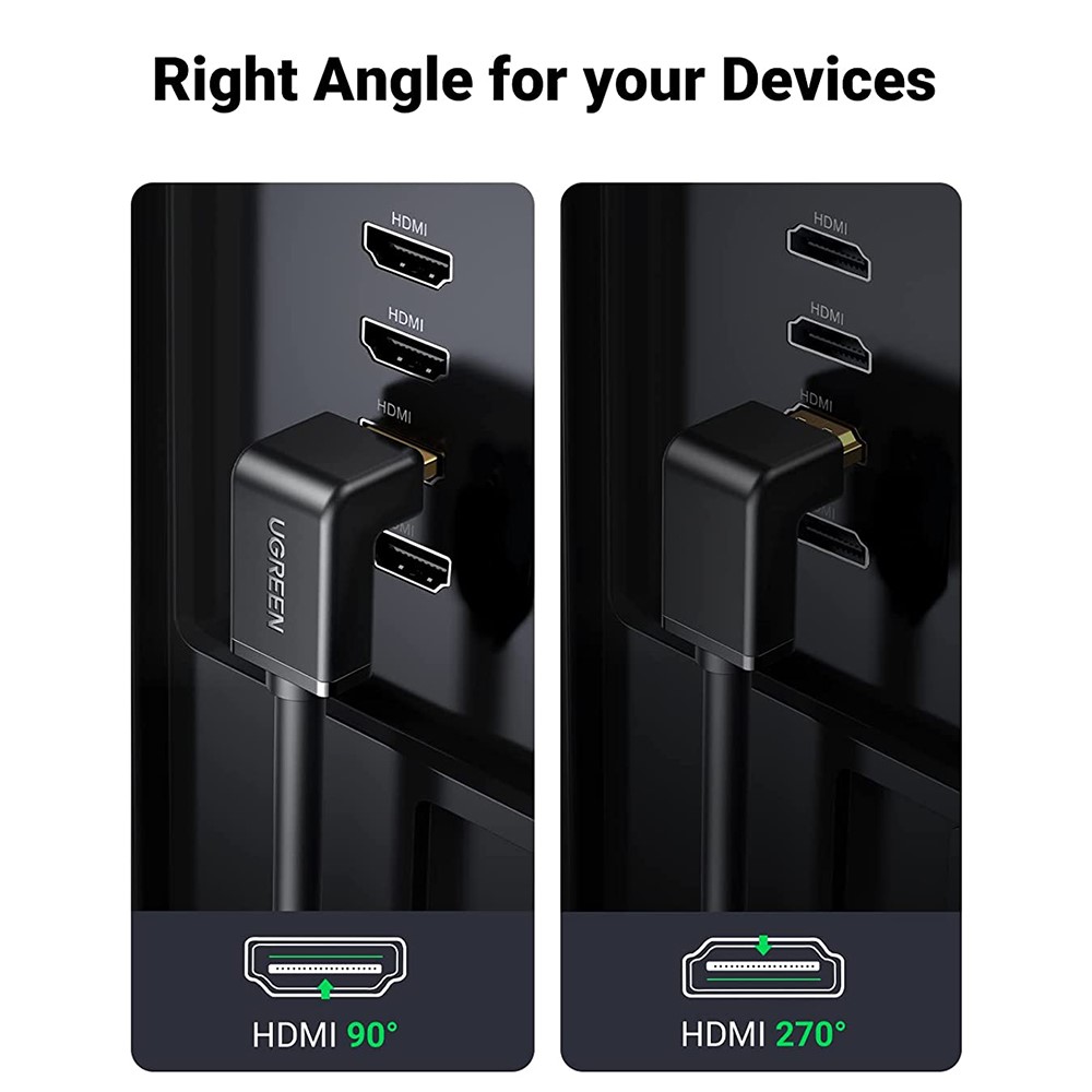 UGREEN UGREEN 1.5m 90° 4K 60Hz HDMI - HDMI Kabel Elbow Svart