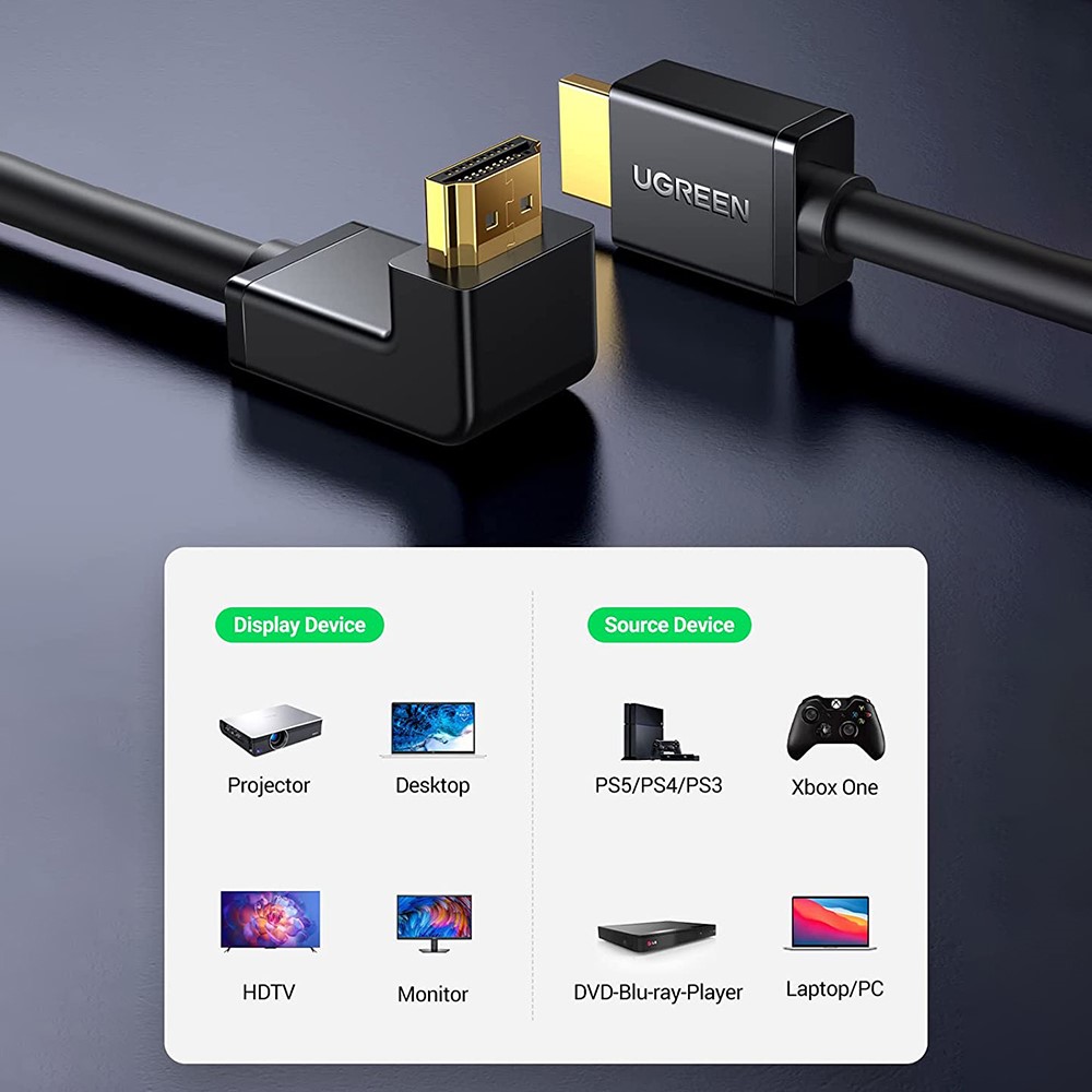 UGREEN UGREEN 1.5m 270° 4K 60Hz HDMI - HDMI Kabel Elbow Svart