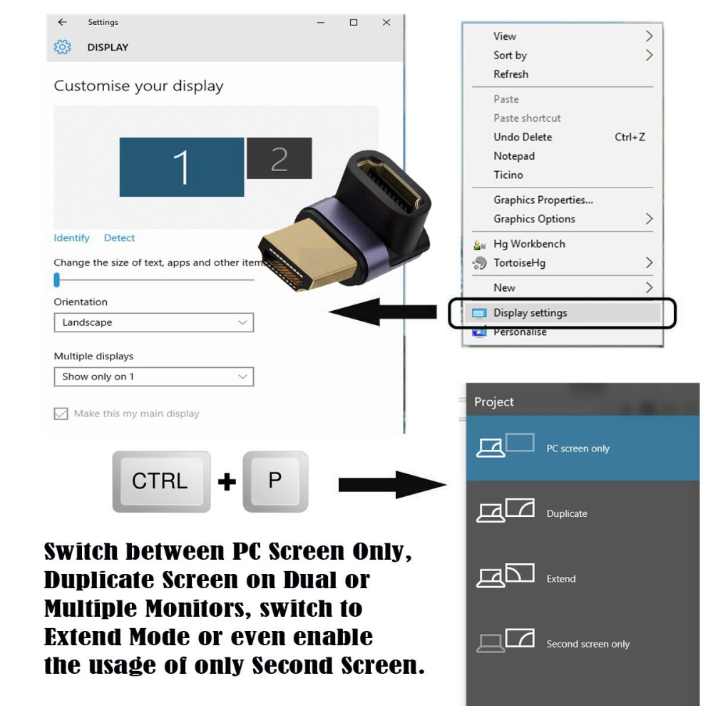  8K 60Hz 90° Uppvinkel HDMI Hane - HDMI 2.1 Hona Adapter Blå