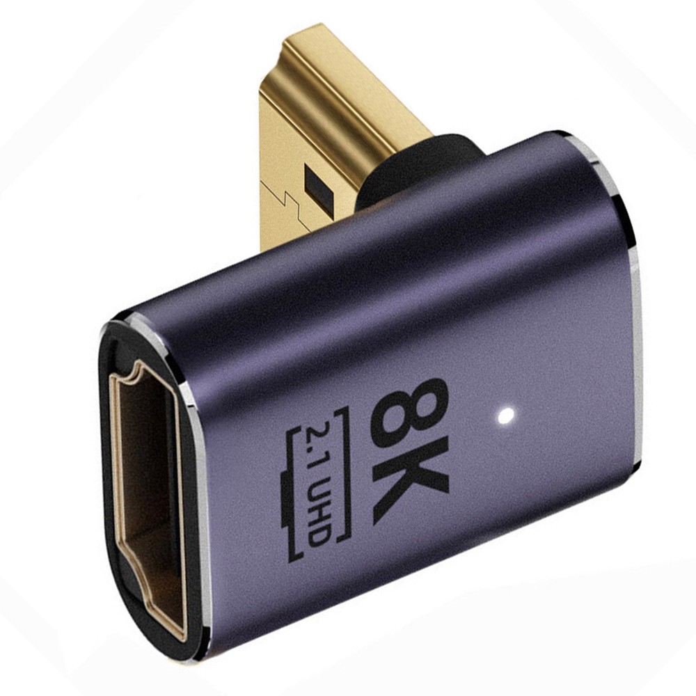  8K 60Hz 90° Nedvinkel HDMI Hane - HDMI 2.1 Hona Adapter Blå