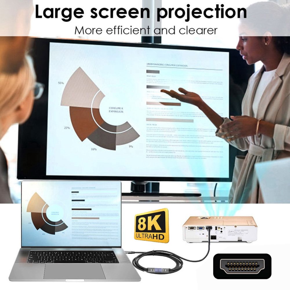  8K 60Hz 90° Nedvinkel HDMI Hane - HDMI 2.1 Hona Adapter Blå