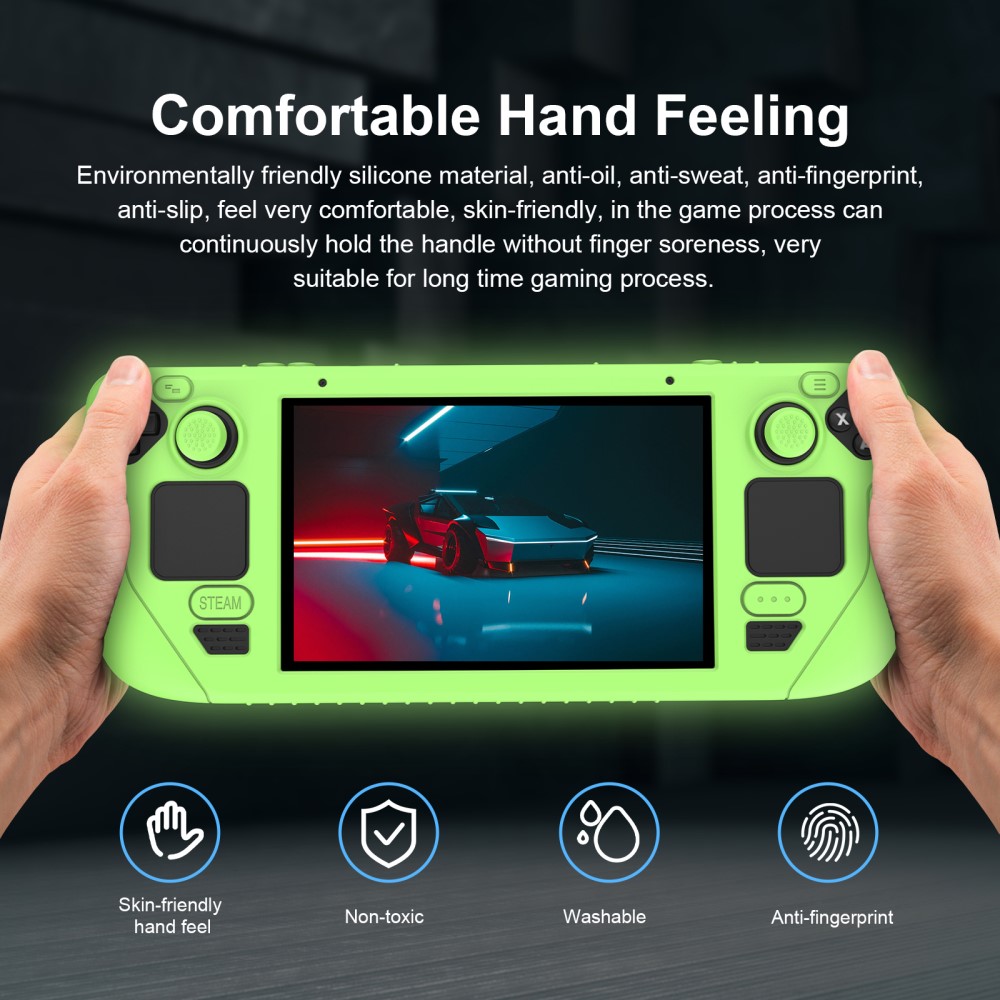 Steam Deck / OLED Fodral Silikon Anti-Slip Neongrön