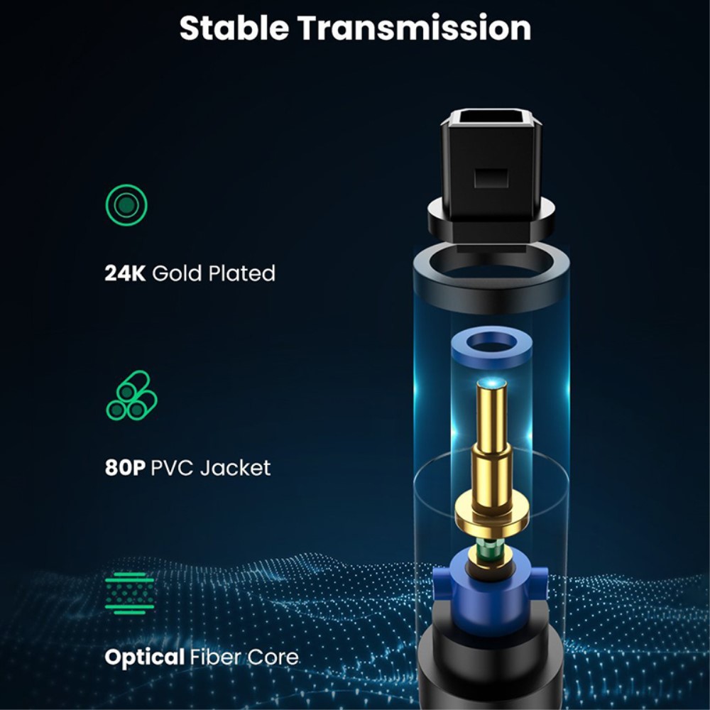 UGREEN UGREEN 1.5m Optisk Ljudkabel Toslink Svart